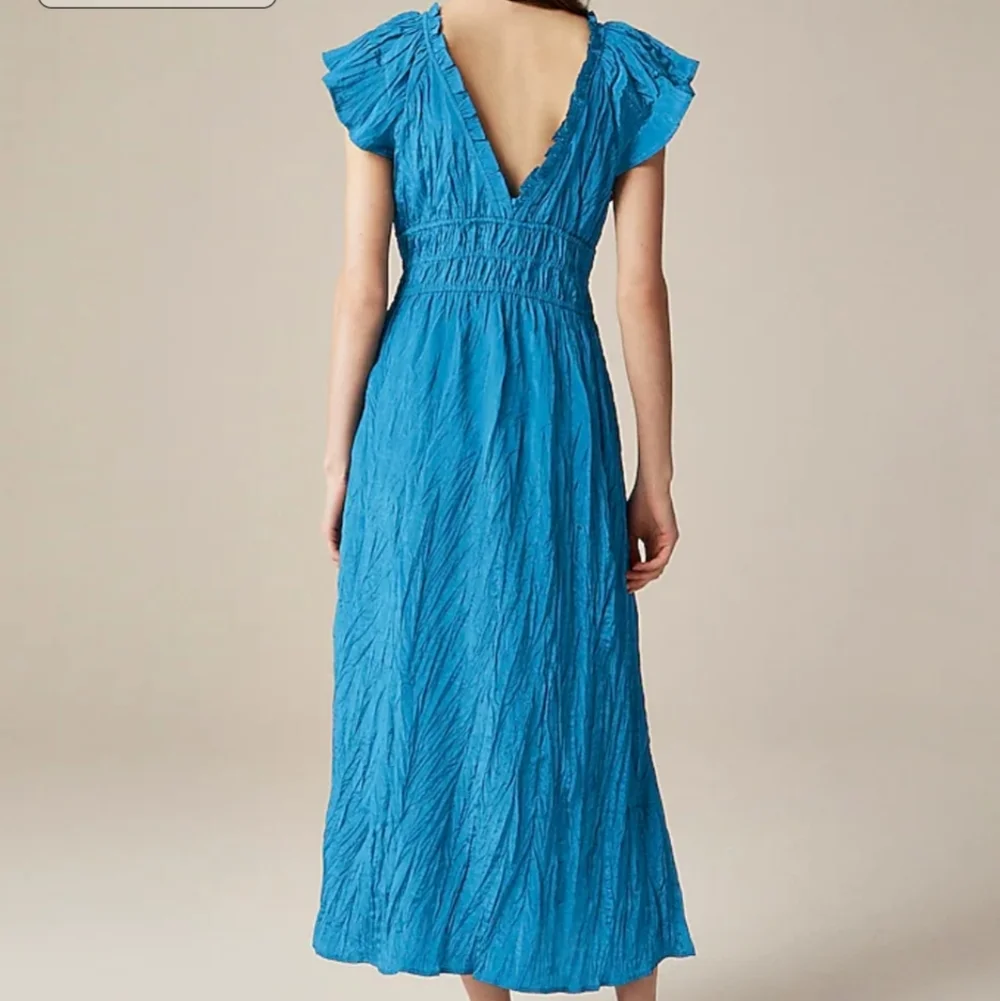 J Crew Palermo dress in viscose-blend crinkle NWT CK800 Blue